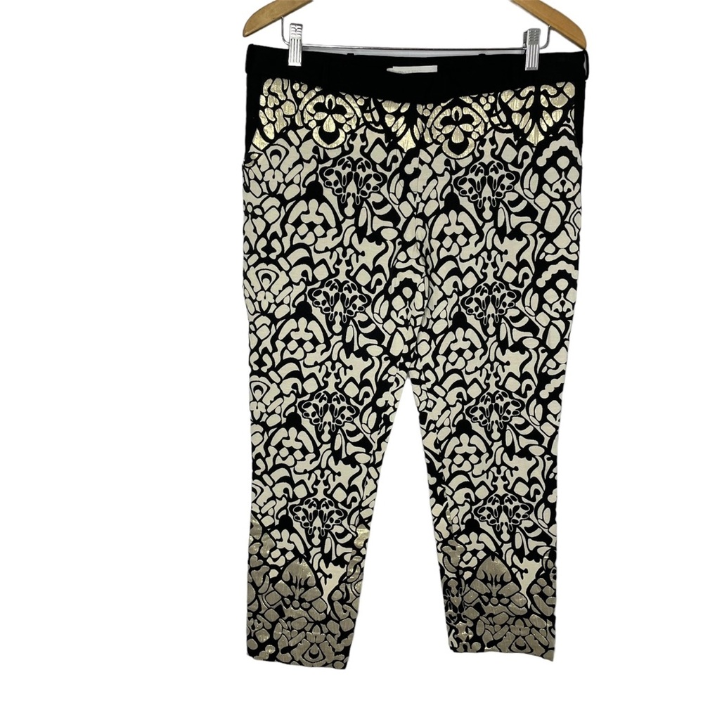 Anne Fontaine Texture Floral Gold Black Pants